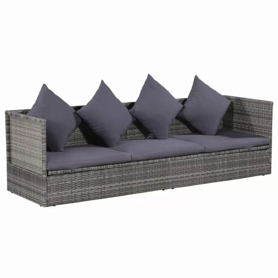 furnicato Bett Garten-Sofabett 200x60 cm Poly Rattan Grau (1-tlg) günstig online kaufen