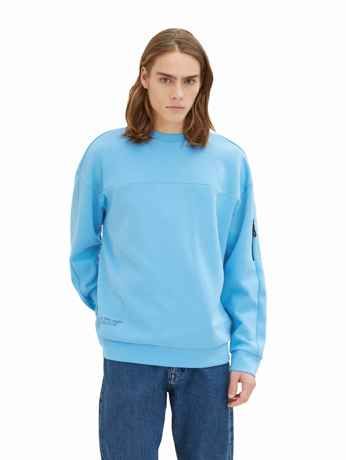 Tom Tailor Denim Herren Rundhals Sweatshirt RELAXED CREW - Relaxed Fit günstig online kaufen