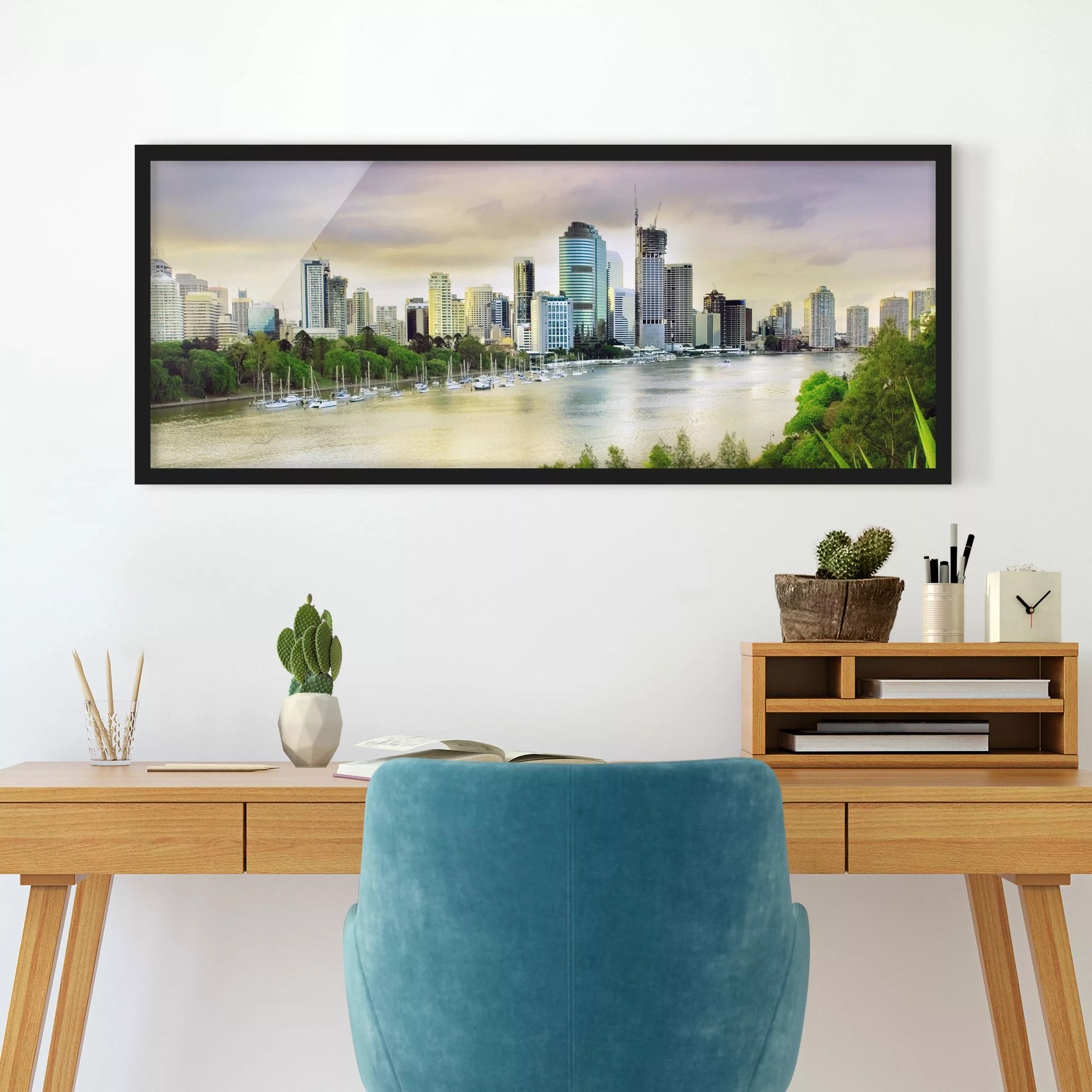 Bild mit Rahmen Architektur & Skyline - Panorama Brisbane günstig online kaufen