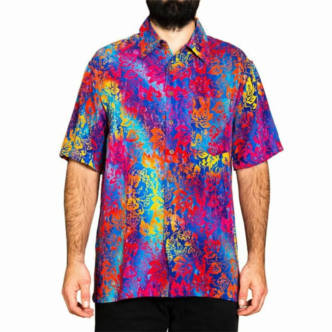 PANASIAM Kurzarmhemd Kurzarmhemd mit Kragen Wachsbatik Herren Hemd in leben günstig online kaufen