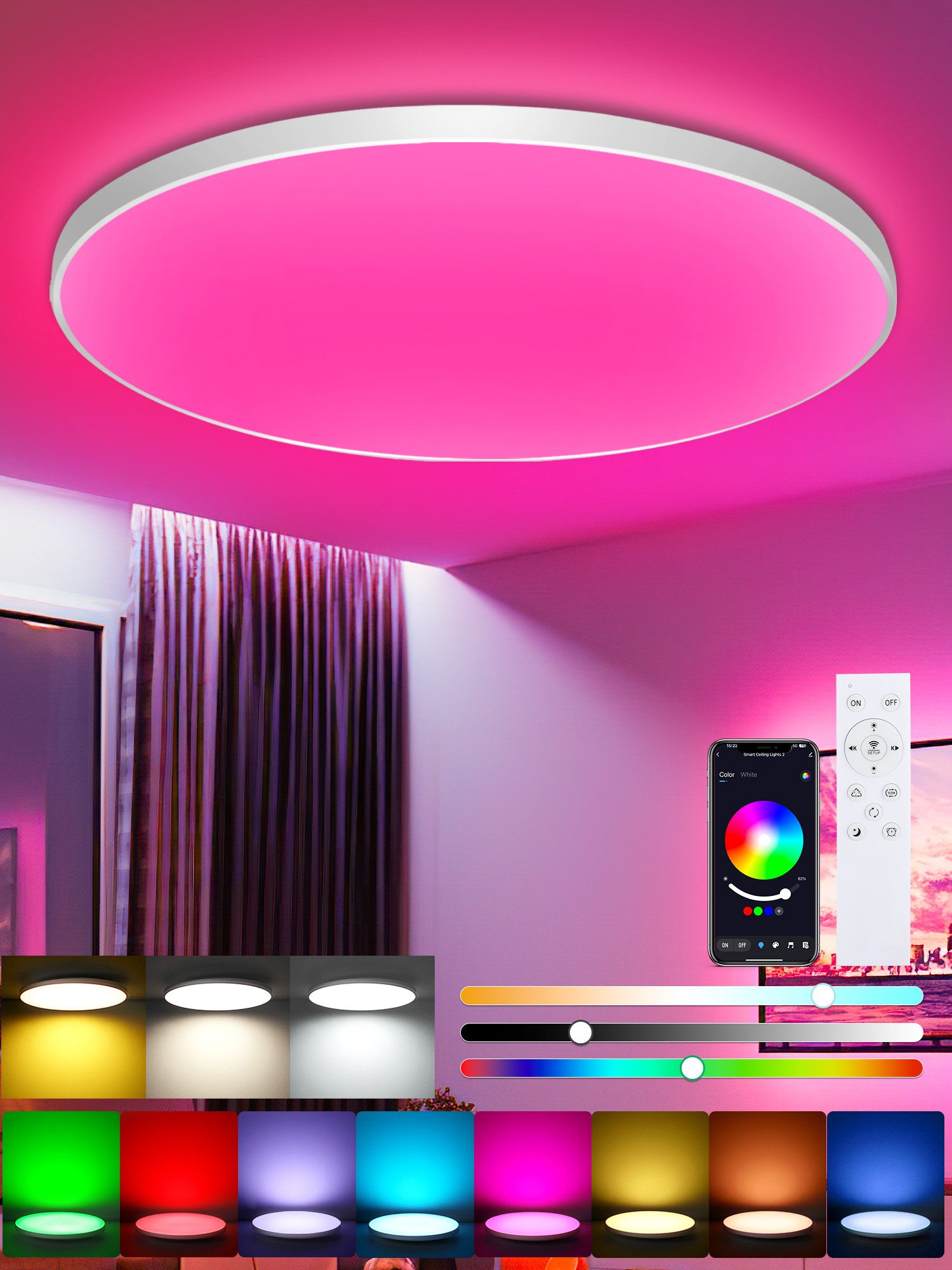 Oraymin Deckenleuchte LED Smartes Dimmbar RGB günstig online kaufen