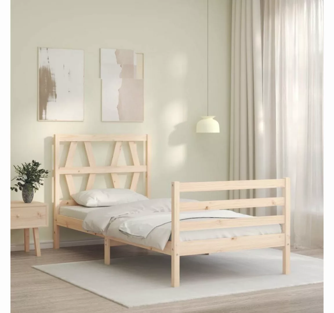 vidaXL Bett Massivholzbett mit Kopfteil 90x200 cm günstig online kaufen