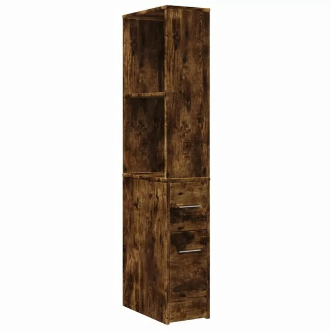 vidaXL Fächerschrank Badschrank Schmal mit Rollen Räuchereiche Holzwerkstof günstig online kaufen