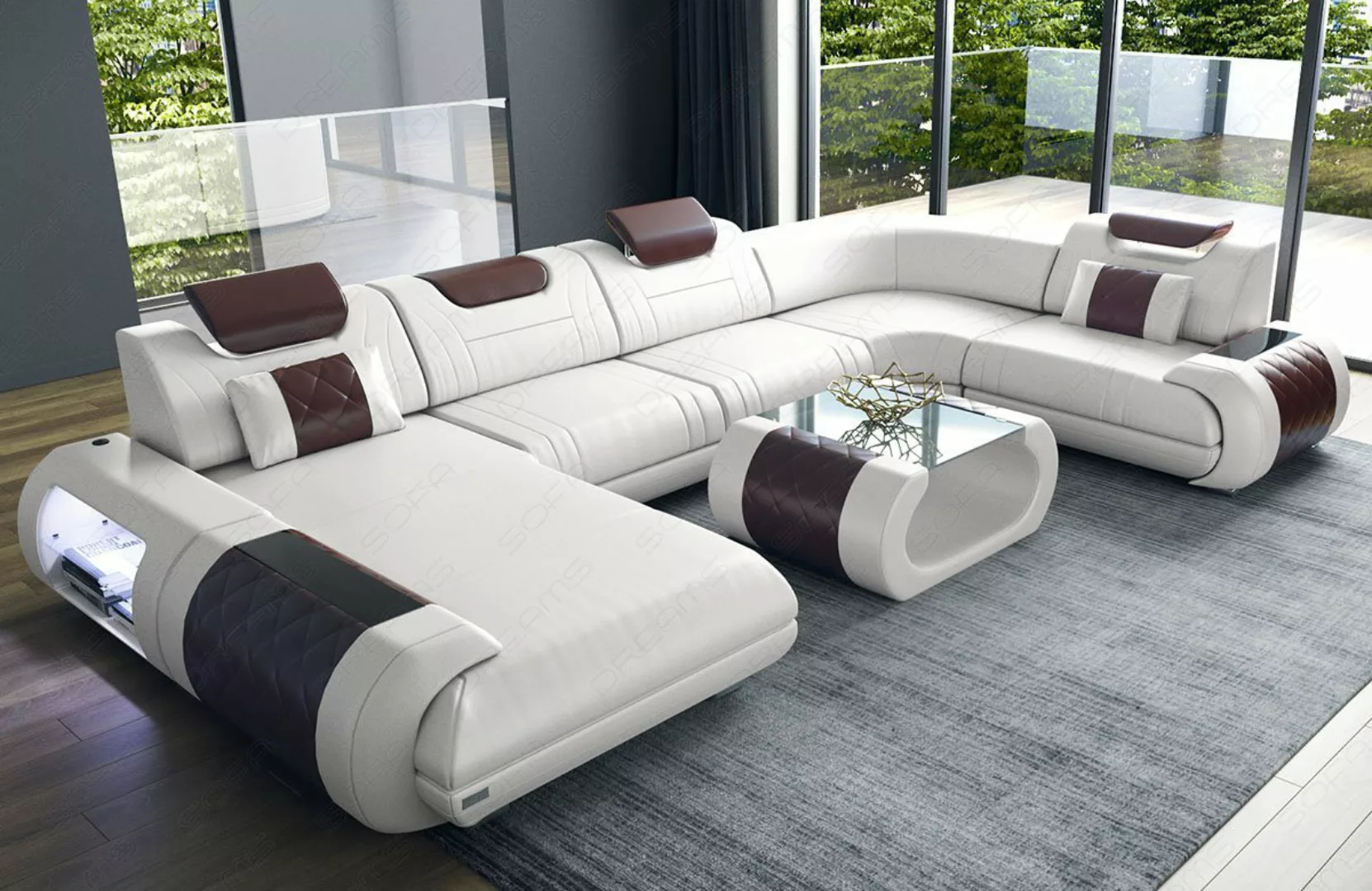 Sofa Dreams Wohnlandschaft Ledersofa Rimini U Form Ledercouch Leder Sofa, C günstig online kaufen