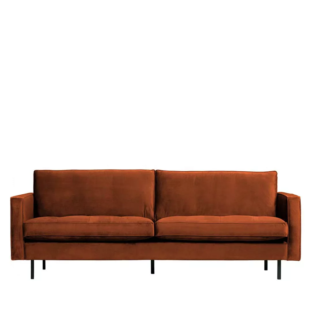 Retrosofa in Rostfarben Samt 230 cm breit günstig online kaufen