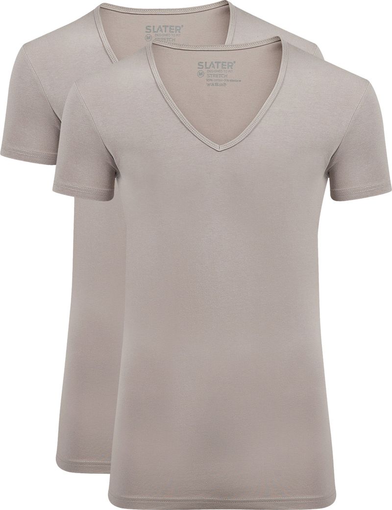 Slater 2er-Pack Stretch T-shirt V-Ausschnitt Beige - Größe M günstig online kaufen