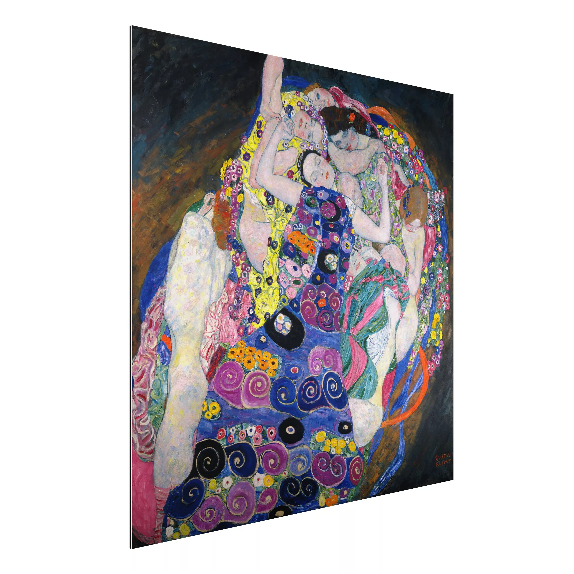 Alu-Dibond Bild Kunstdruck - Quadrat Gustav Klimt - Die Jungfrau günstig online kaufen