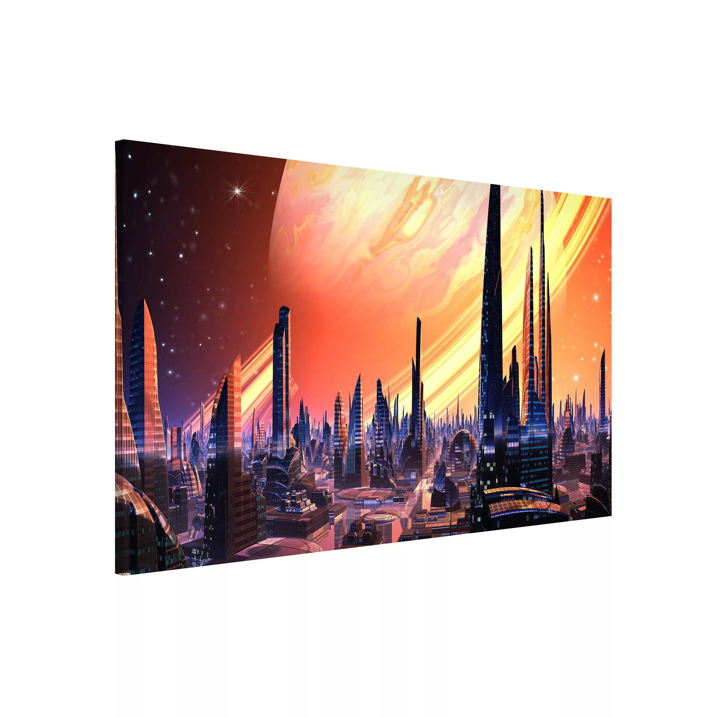 Magnettafel Sci-Fi Large City With Planet günstig online kaufen