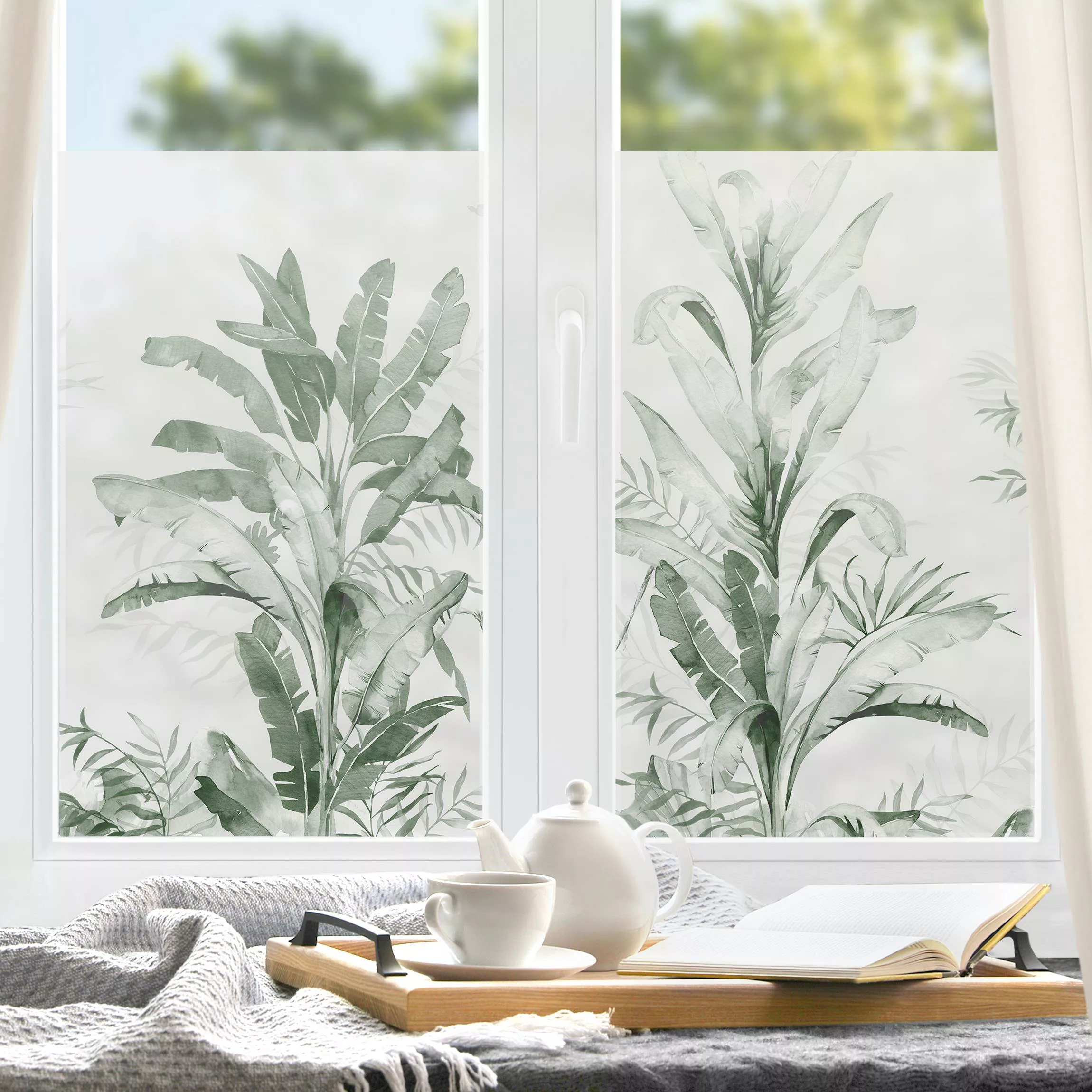 Fensterfolie Tropische Palmen und Blätter günstig online kaufen