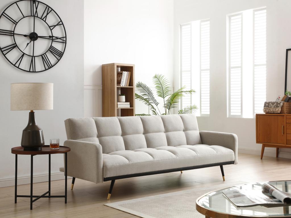 Sofa 3-Sitzer mit Schlaffunktion - Stoff - Beige - ROREMA günstig online kaufen