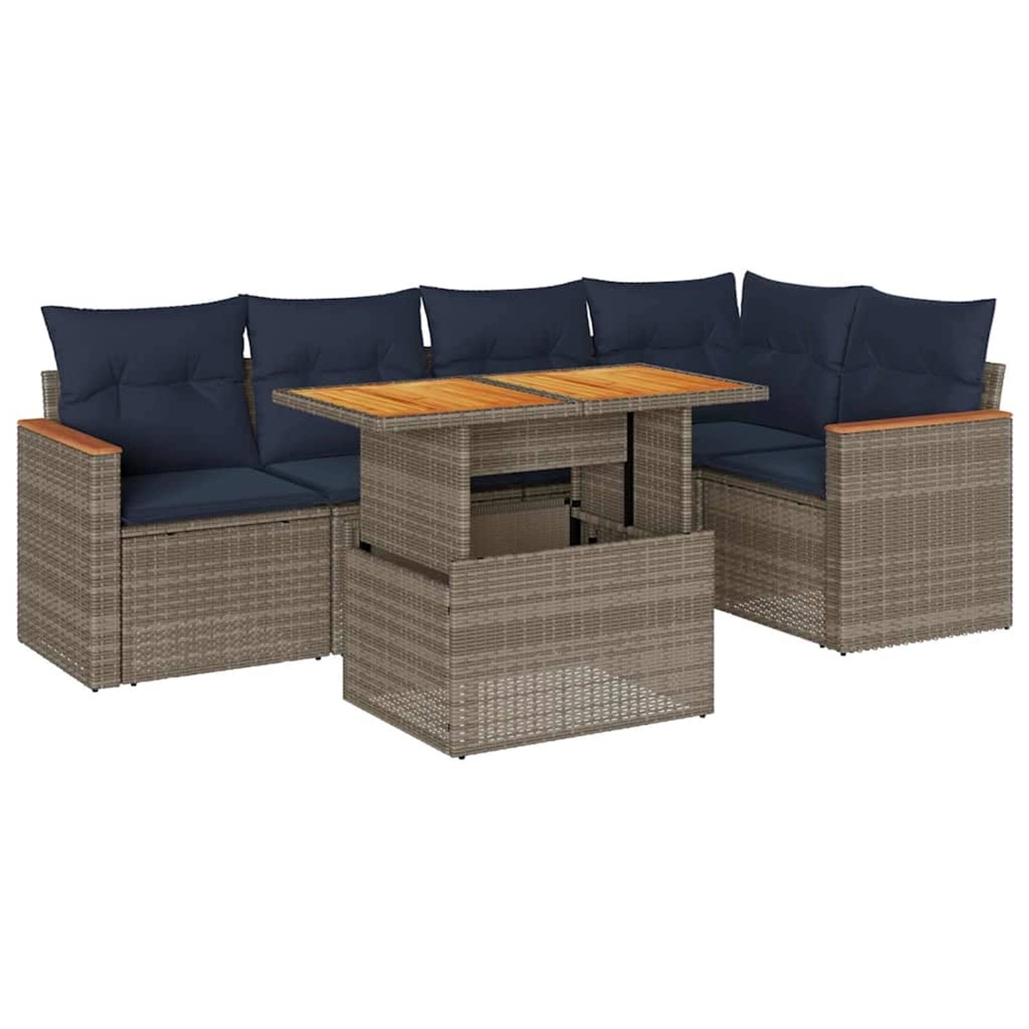 vidaXL 6-Tlg Garten-Sofagarnitur mit Kissen Grau Poly Rattan 3327491 günstig online kaufen