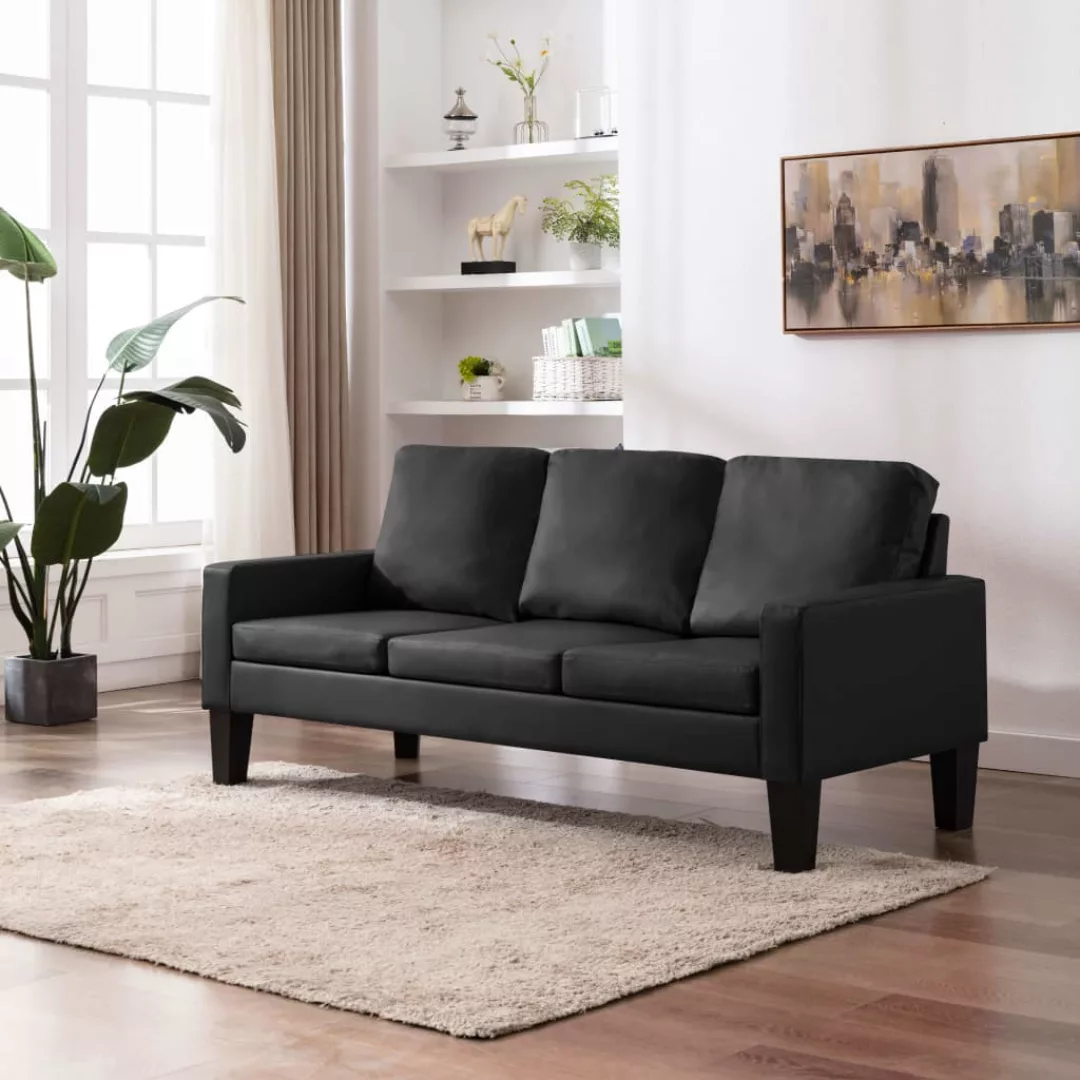 3-sitzer-sofa Schwarz Kunstleder günstig online kaufen