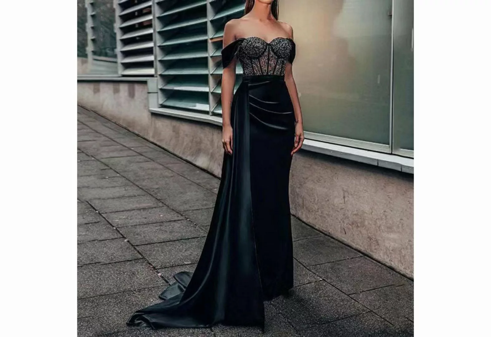 FIDDY Abendkleid Tubeless-Abendkleid-Spitzen-Abendkleid-One-Shoulder-Kleid- günstig online kaufen