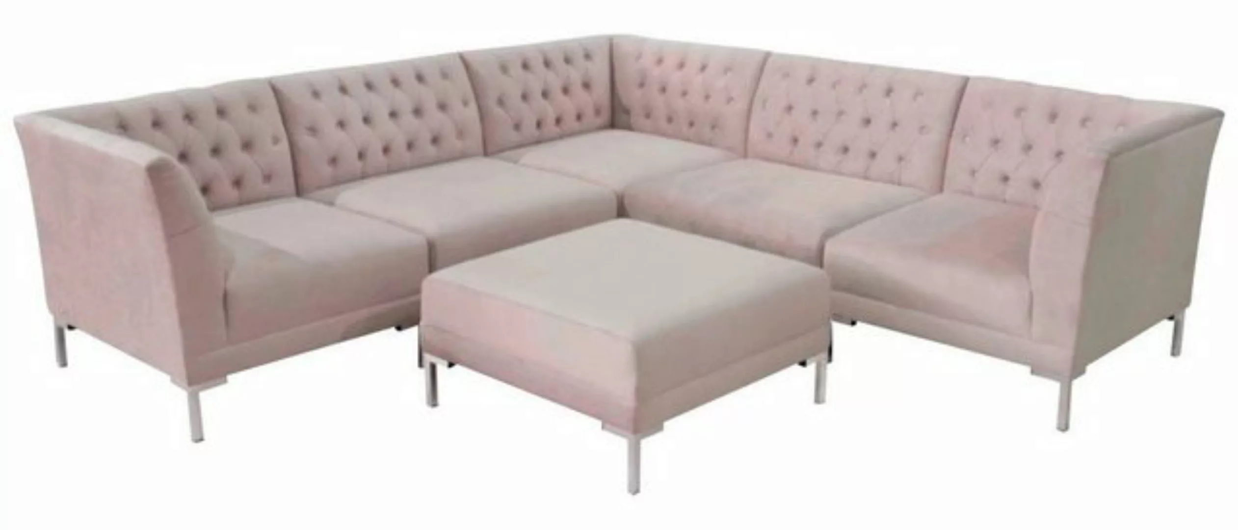 Xlmoebel Ecksofa Chesterfield Rosa Eck-Sofa Zeitgemäßes Eckmöbel Textil Neu günstig online kaufen