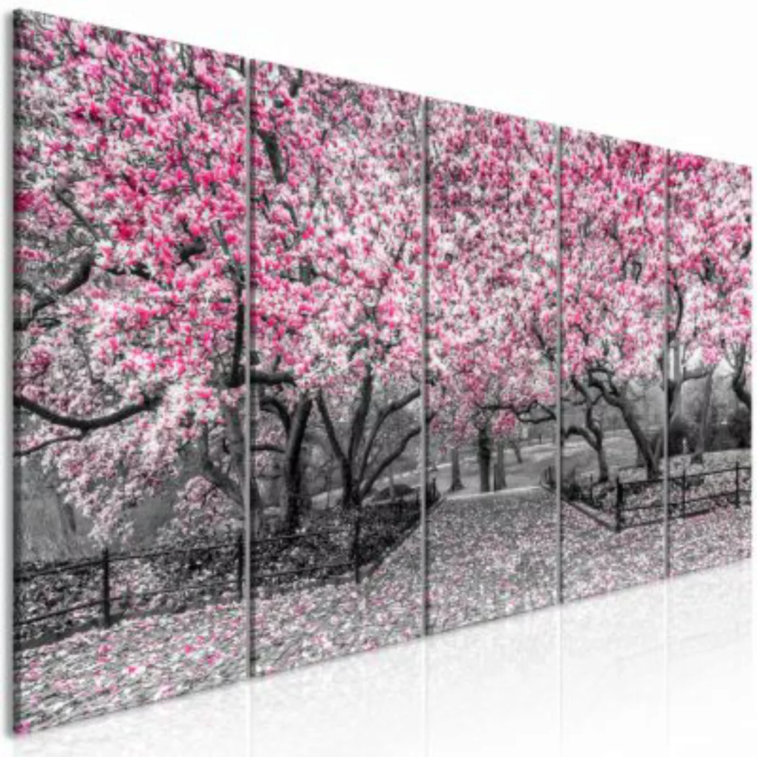 artgeist Wandbild Magnolia Park (5 Parts) Narrow Pink rosa/grau Gr. 200 x 8 günstig online kaufen