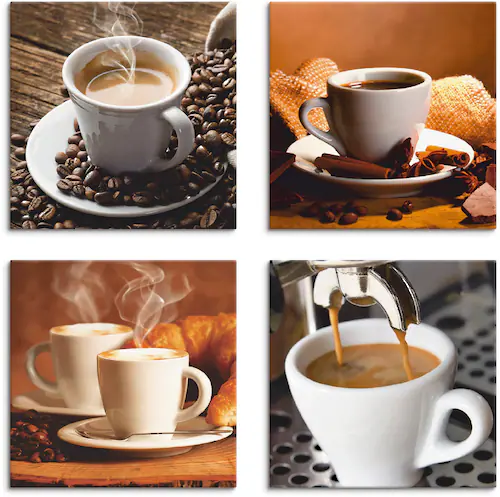 Artland Leinwandbild "Kaffee Bilder", Getränke, (4 St.), 4er Set, verschied günstig online kaufen