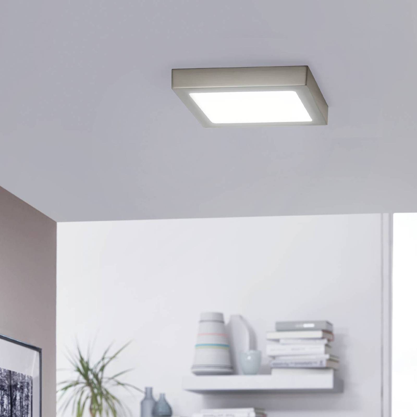 Eglo Connect LED-Aufbauleuchte Fueva Nickel matt 22,5 cm x 22,5 cm günstig online kaufen