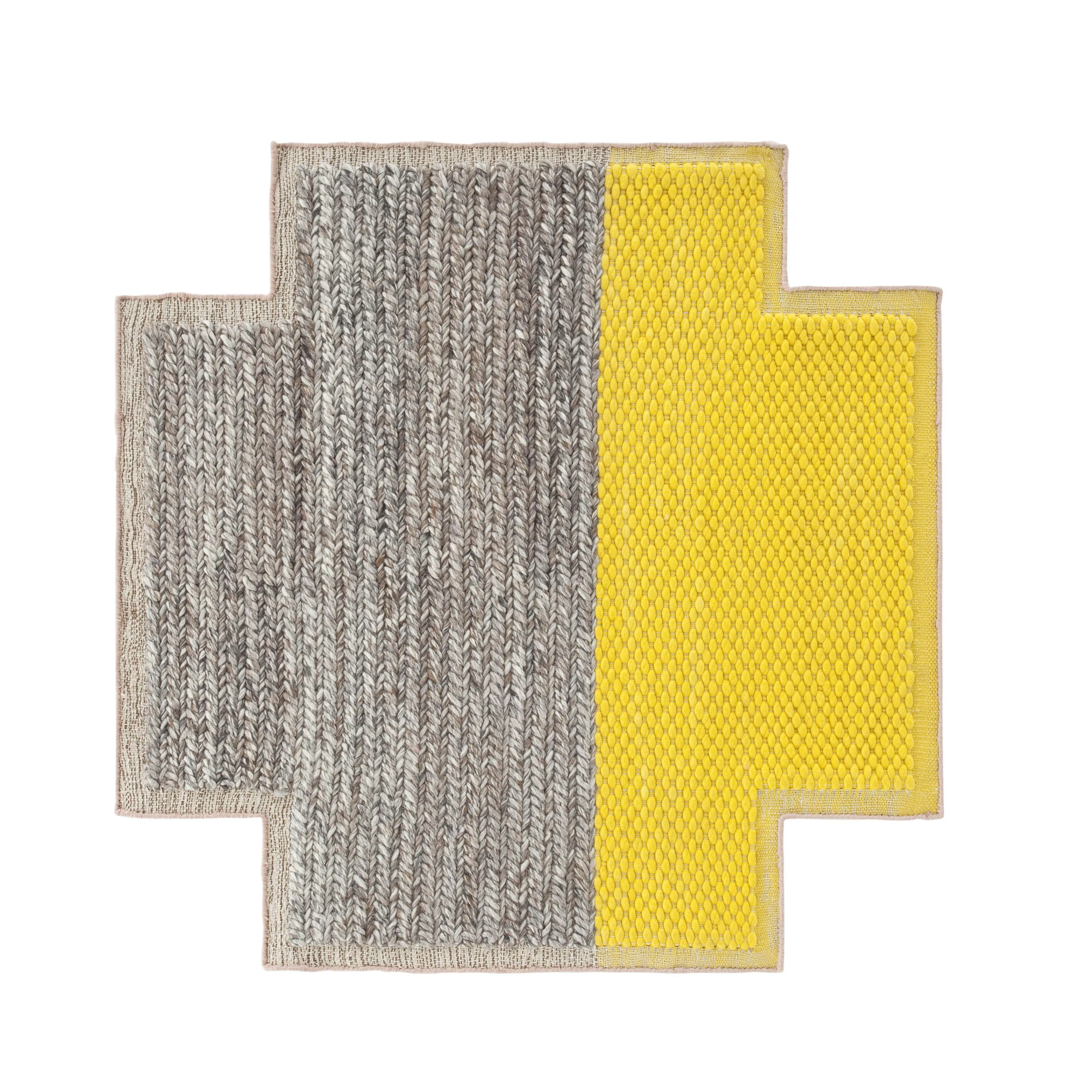 GAN - Mangas Space Square Teppich - gelb/grau geflochten/100% neue Wolle/vo günstig online kaufen