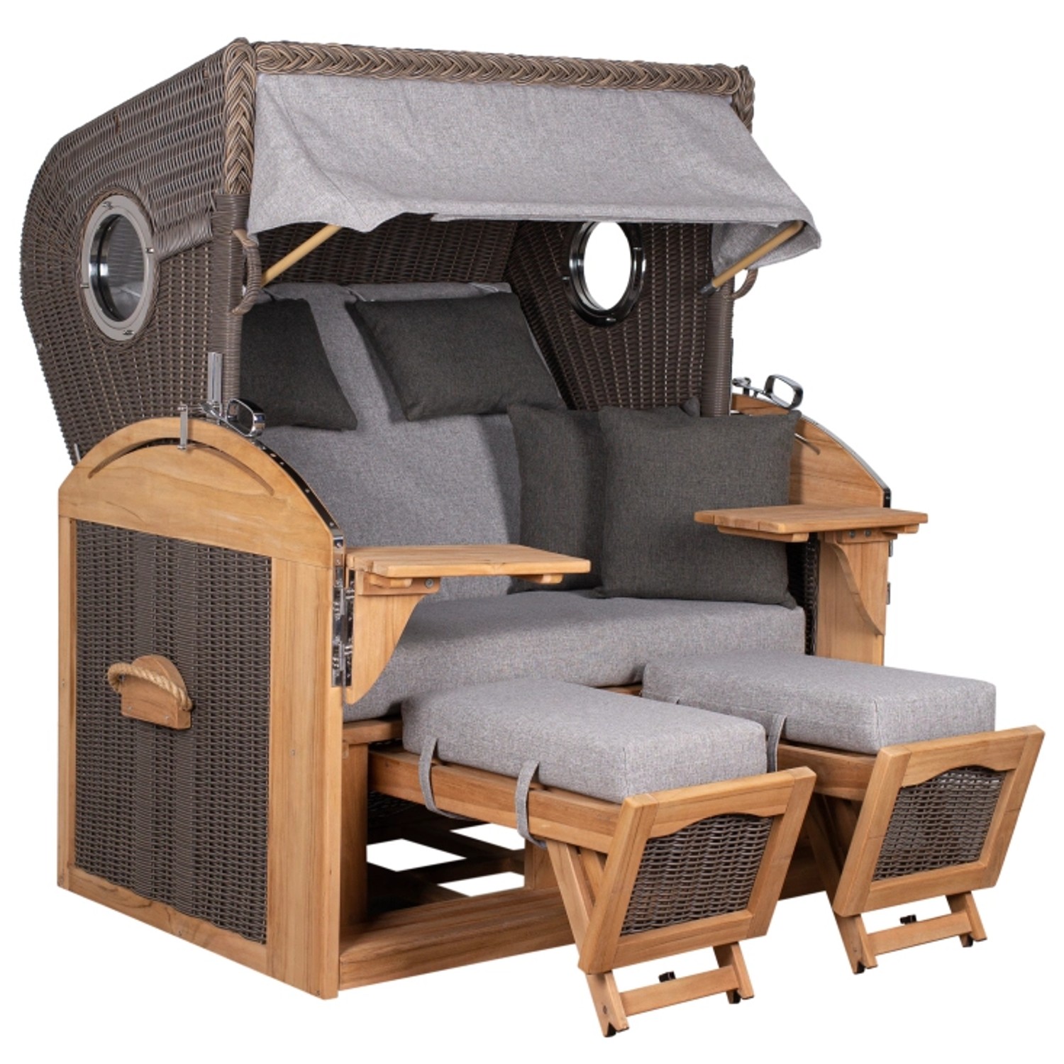GarWoh Strandkorb Horum XL Teak PE Grey Dessin 570 günstig online kaufen