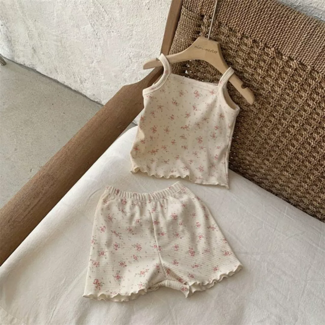 AUKUU Jerseykleid Kleid Sommer dünne Baumwolle Blumen Hosenträger Shorts zw günstig online kaufen