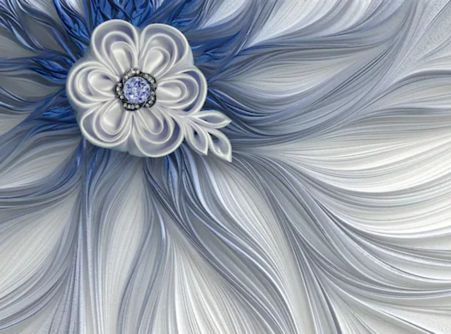 Papermoon Fototapete »Blume Weiß Blau« günstig online kaufen