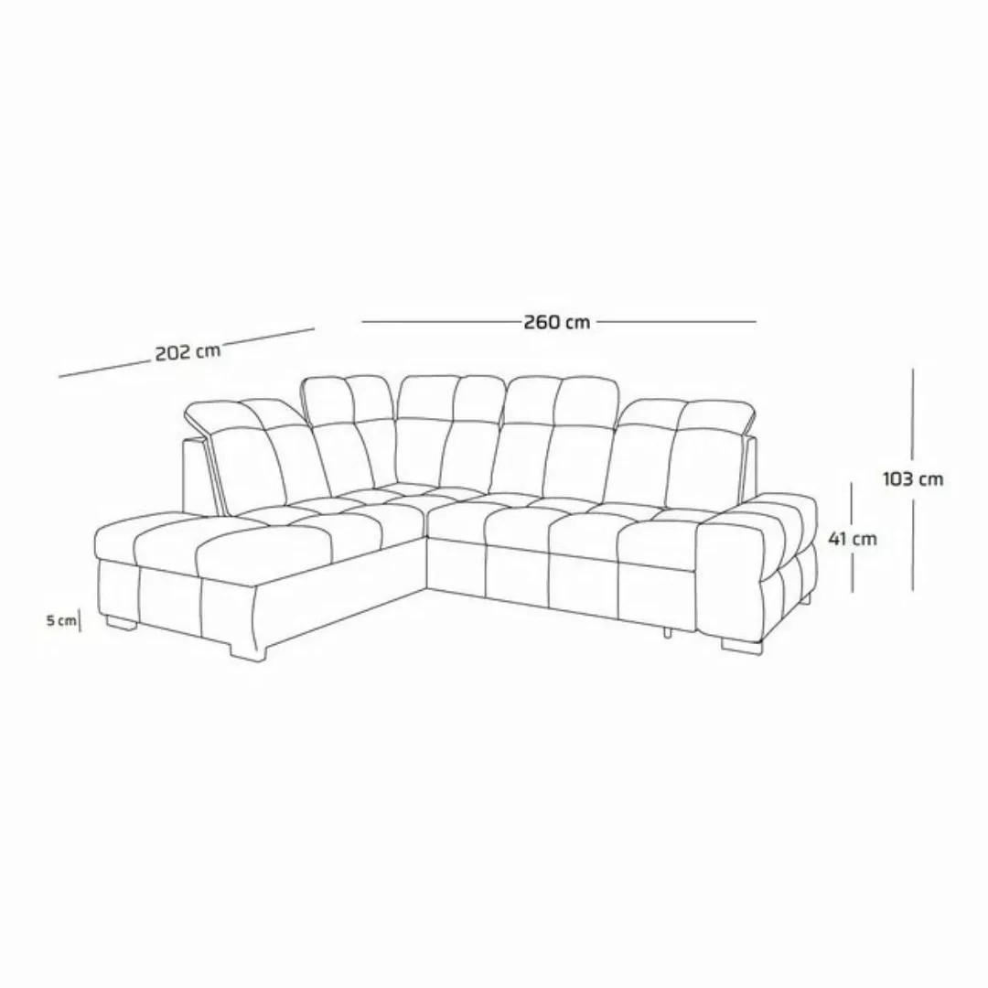 Fun Möbel Ecksofa Schlafsofa Sofa TEMPE in Stoff Element, Ottomane Links od günstig online kaufen