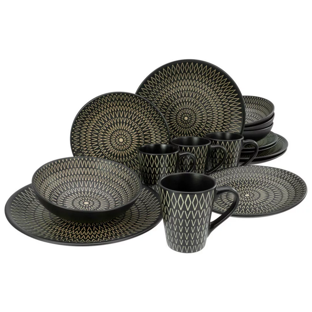 CreaTable Kombiservice Crafted Black schwarz Keramik 16 tlg. günstig online kaufen