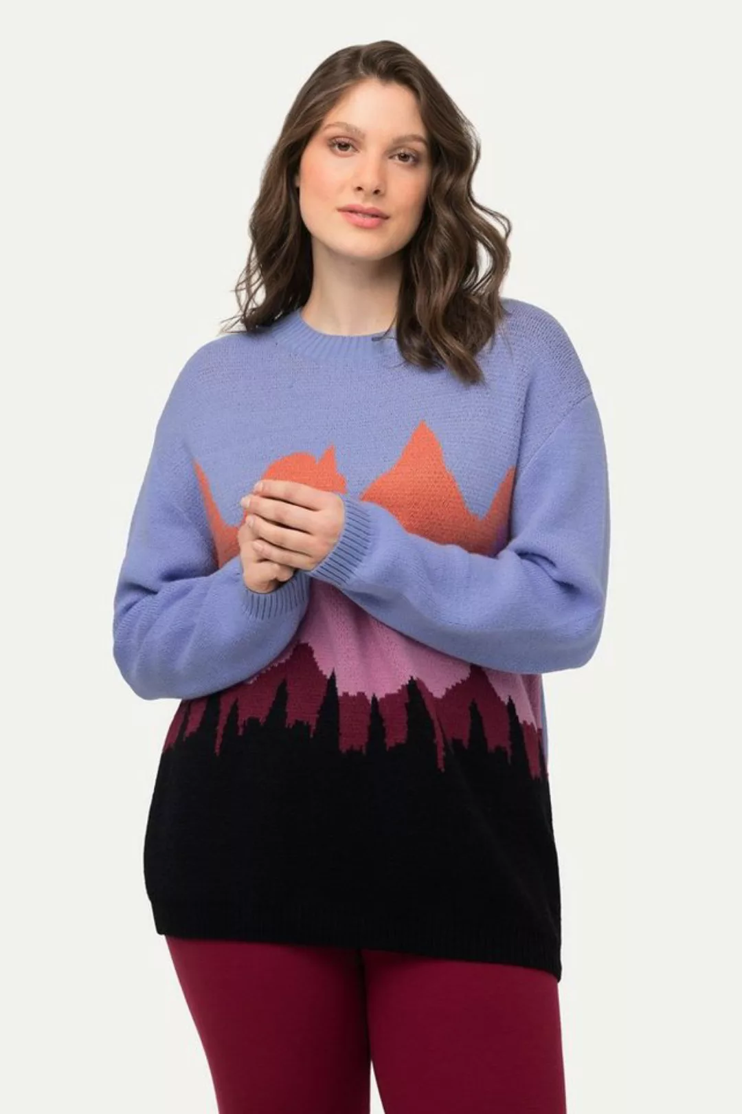 Ulla Popken Strickpullover Pullover Berge Rundhals Langarm günstig online kaufen