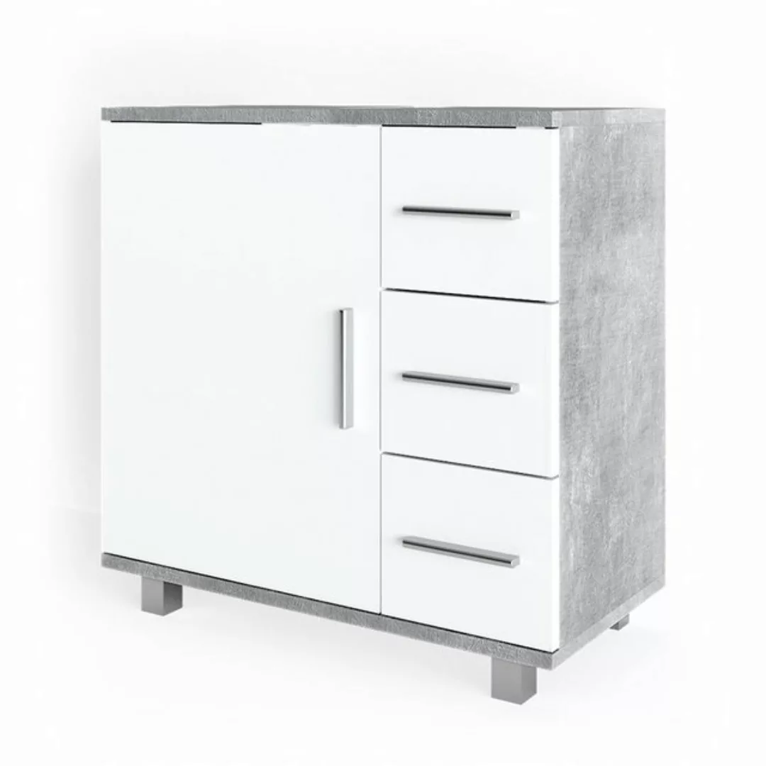 Vicco Waschbeckenunterschrank Ilias, Beton/Weiß, 60 x 60.8 cm Drehbar günstig online kaufen