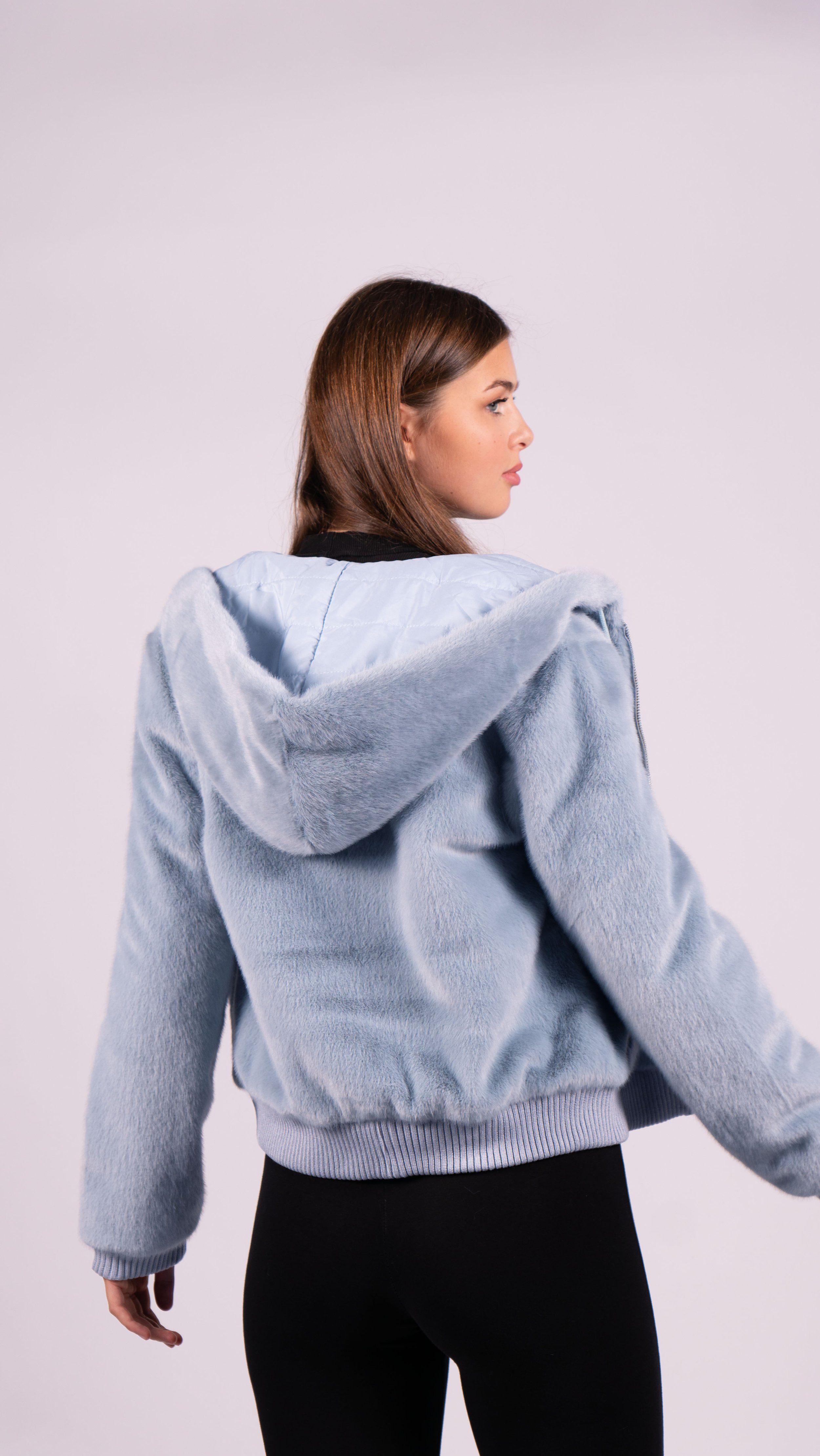 Passioni Fellimitatjacke Flauschige Bomberjacke mit Kapuze günstig online kaufen