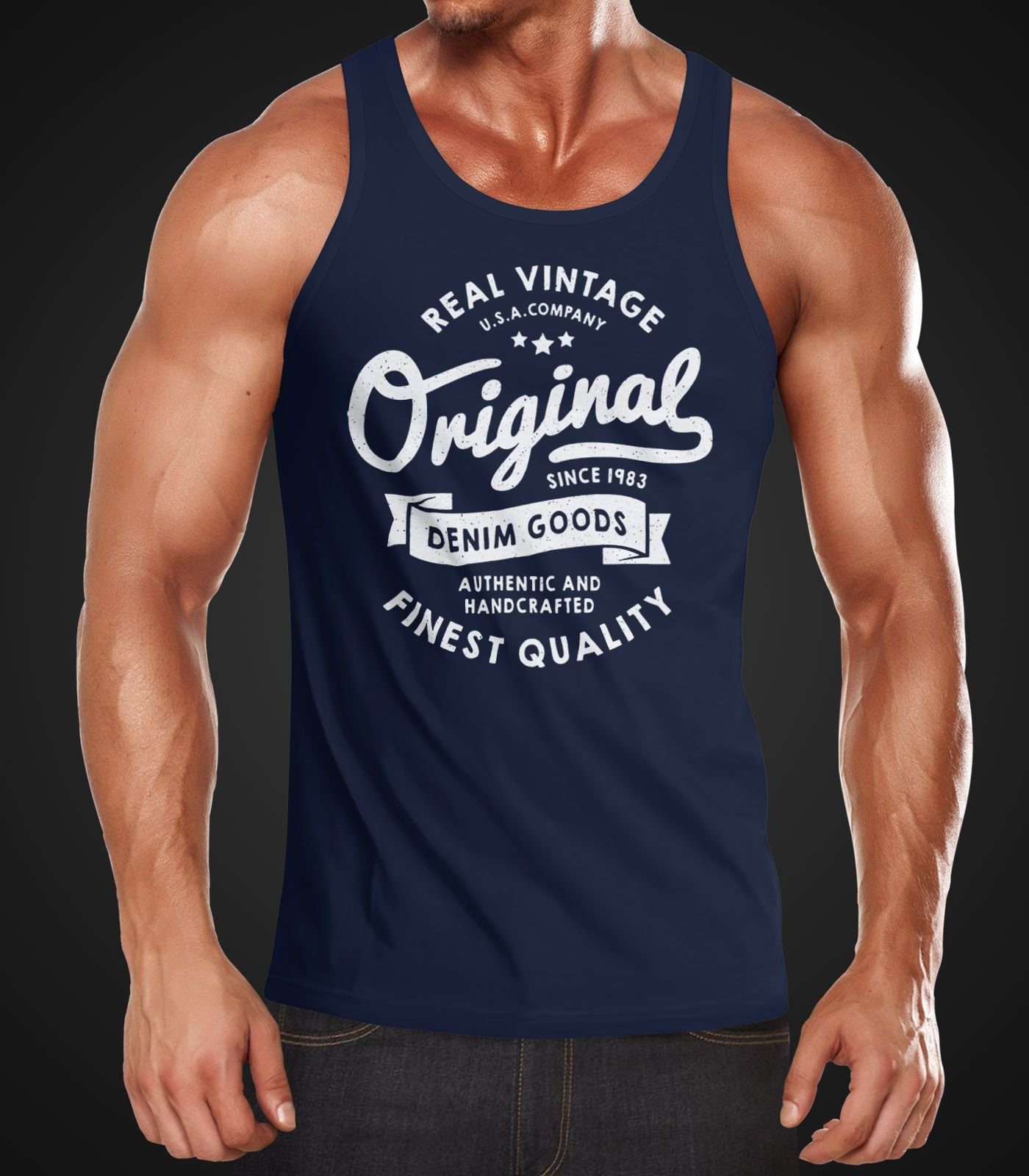 Neverless Tanktop Herren Tank-Top Original Denim günstig online kaufen