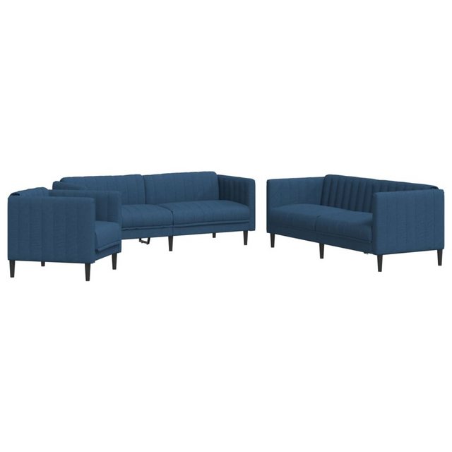 vidaXL Sofa, 3-tlg. Sofagarnitur Blau Stoff günstig online kaufen