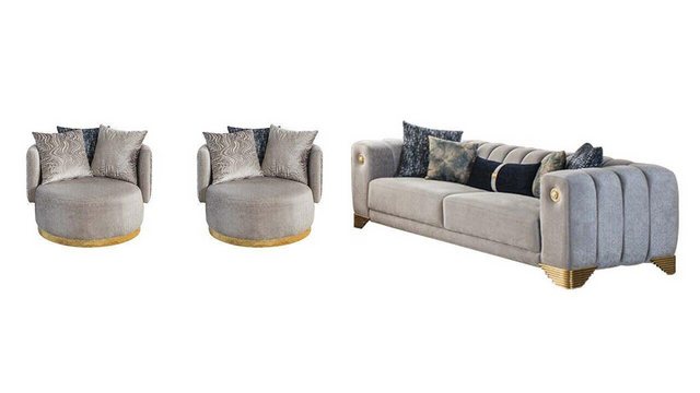 JVmoebel Sofa Stilvolles Wohnzimmer Set Designer Sofagarnitur Dreisitzer 2x günstig online kaufen