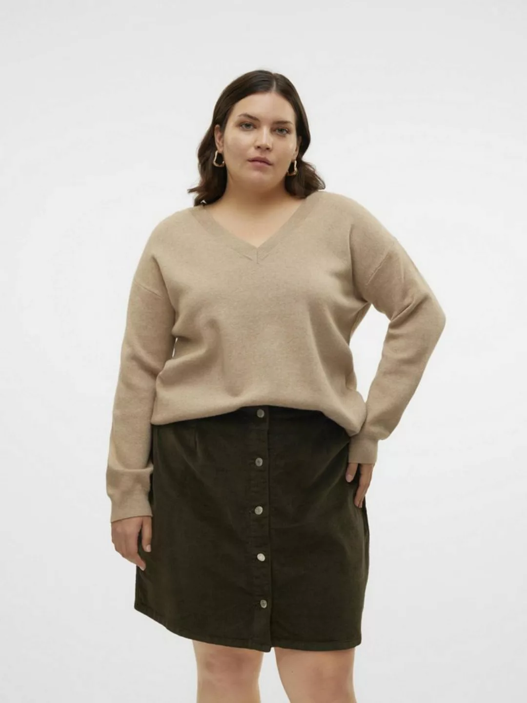 Vero Moda Curve Strickpullover VMCGOLD (1-tlg) Plain/ohne Details günstig online kaufen