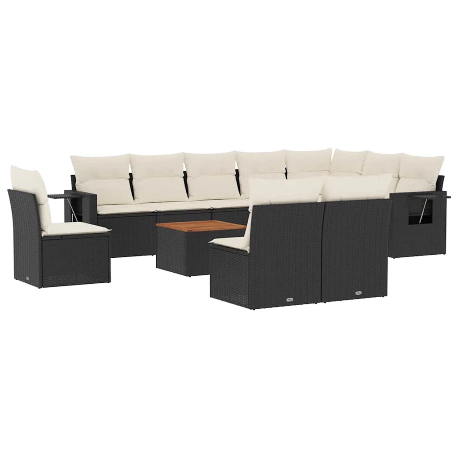 vidaXL 11-Tlg Garten-Sofagarnitur mit Kissen Schwarz Poly Rattan 3256945 günstig online kaufen