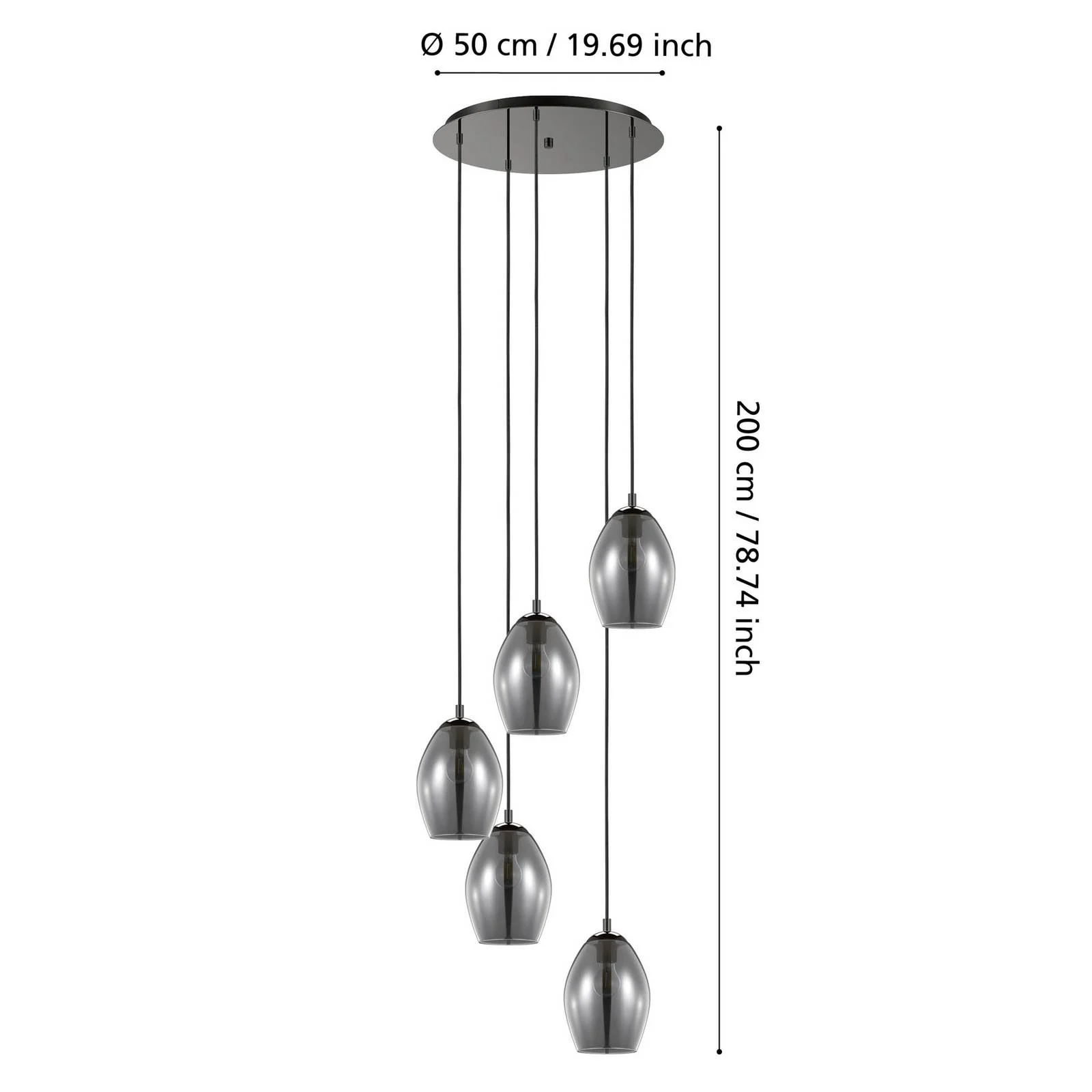 EGLO Stars Of Light Hängelampe Estanys, schwarz, 5-fl. rund günstig online kaufen