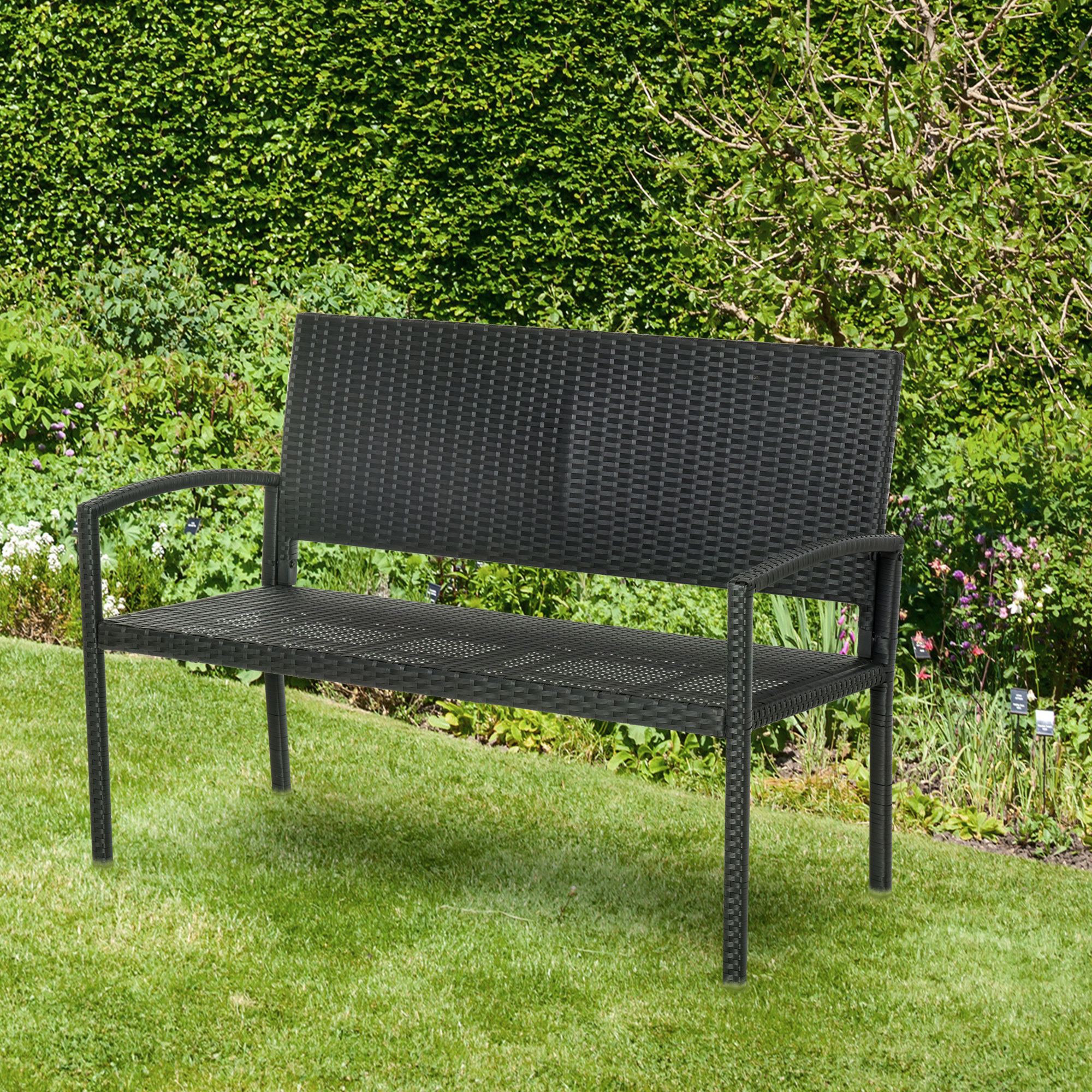 Outsunny Gartenbank schwarz Stahl B/H/L: ca. 60x87x122 cm günstig online kaufen