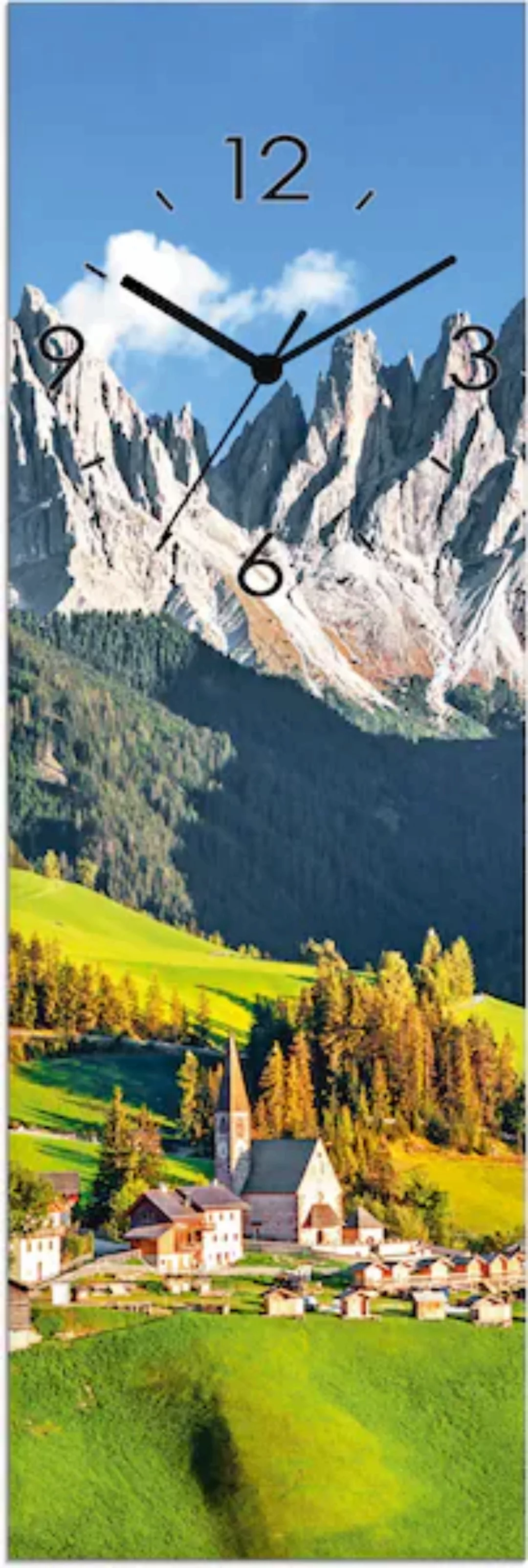 Artland Wanduhr »Glasuhr Alpen Berge Santa Maddalena« günstig online kaufen