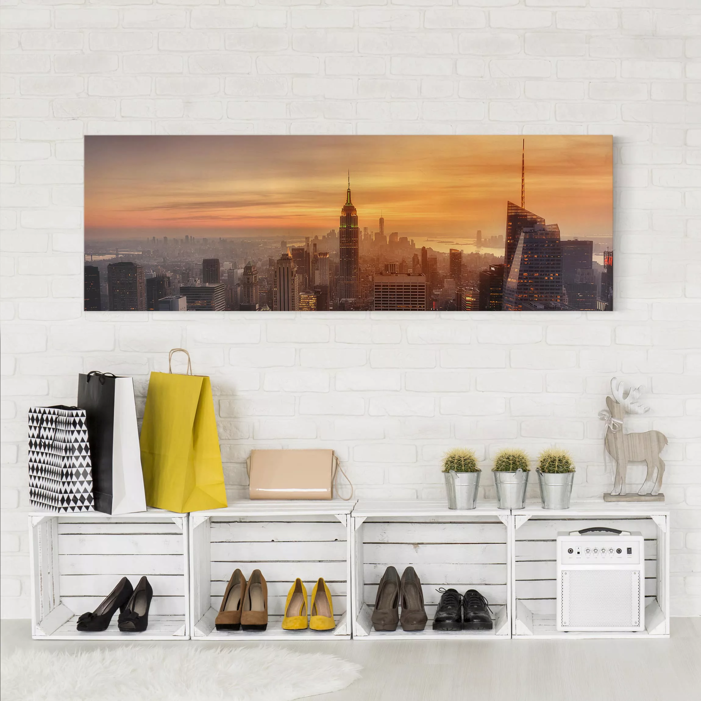 Leinwandbild New York - Panorama Manhattan Skyline Abendstimmung günstig online kaufen