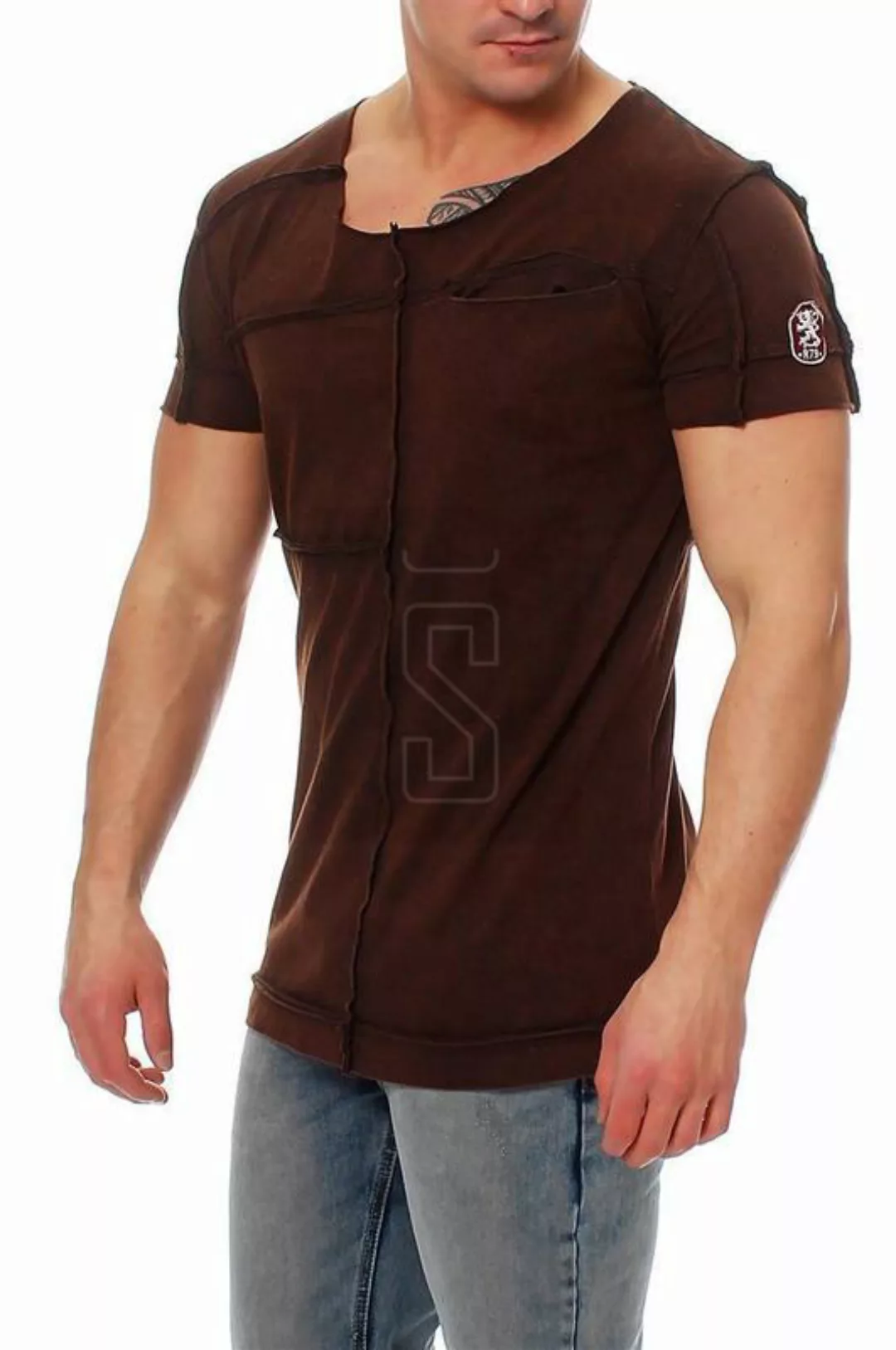 RioRim Herren T-Shirt Kurzarmshirt Shirt Kosuni braun günstig online kaufen