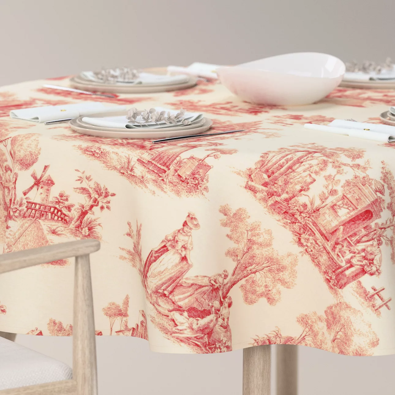 Runde Tischdecke, creme- rot, Avinon (132-15) günstig online kaufen