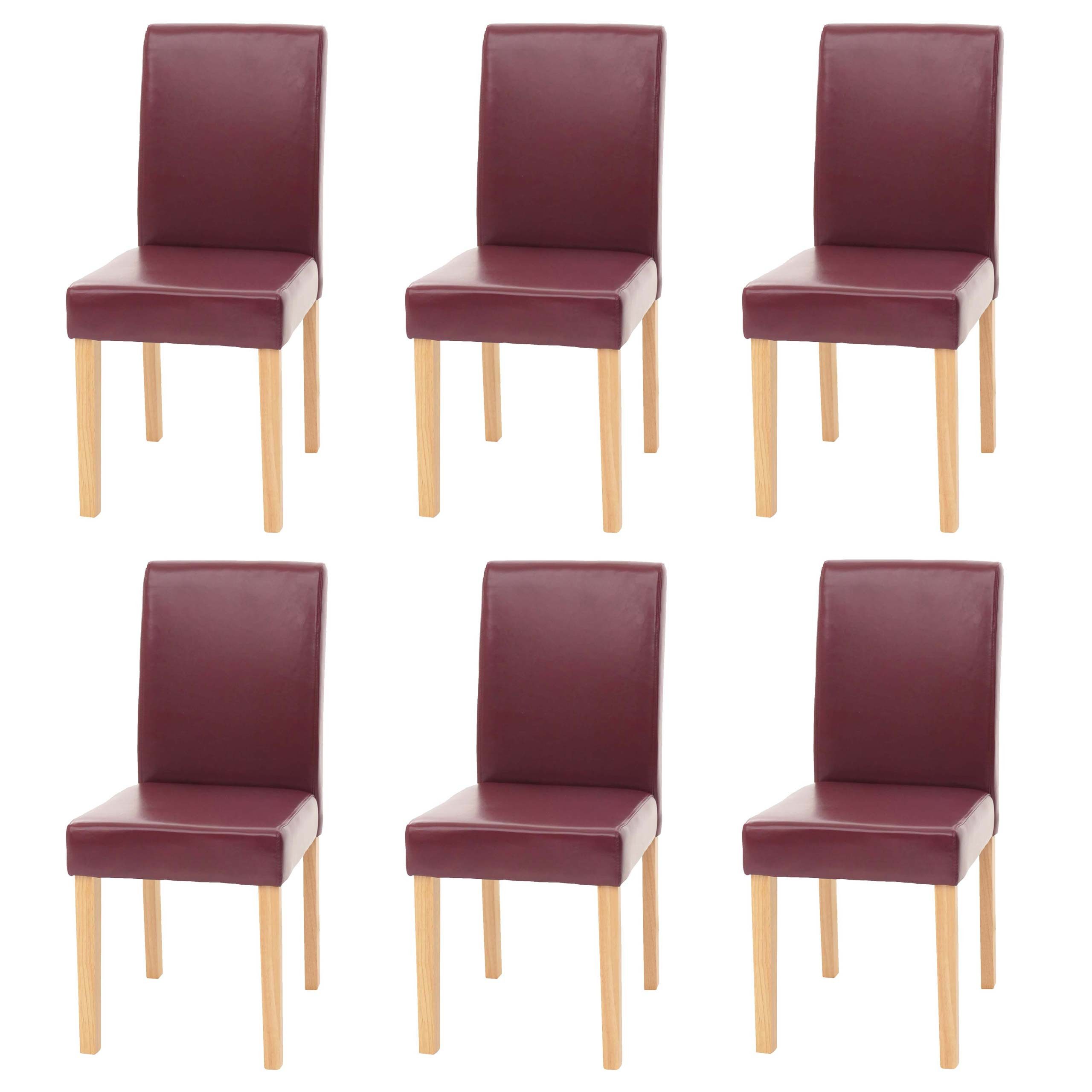 MCW Esszimmerstuhl Littau Kunstleder 6er-Set Kunstleder Rot Helle Beine günstig online kaufen