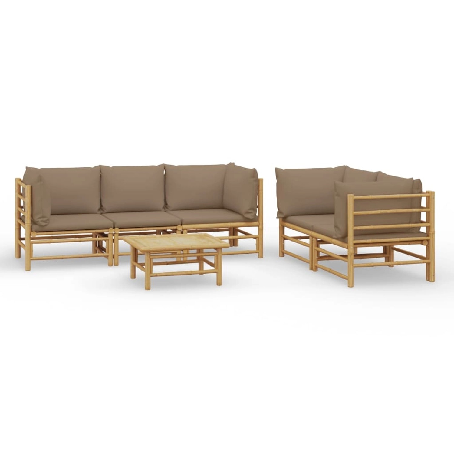 Vidaxl 6-tlg. Garten-lounge-set Mit Kissen Taupe Bambus günstig online kaufen