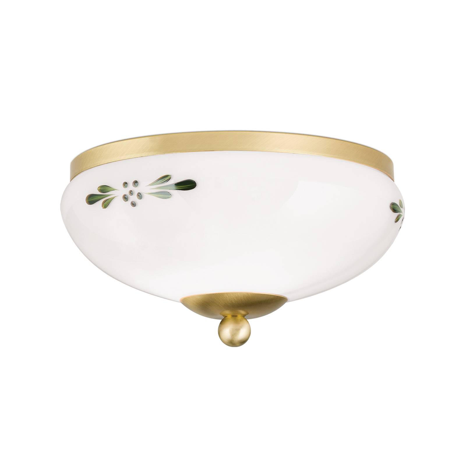 Deckenlampe Landhaus Messing opal grün Ø 21 cm günstig online kaufen