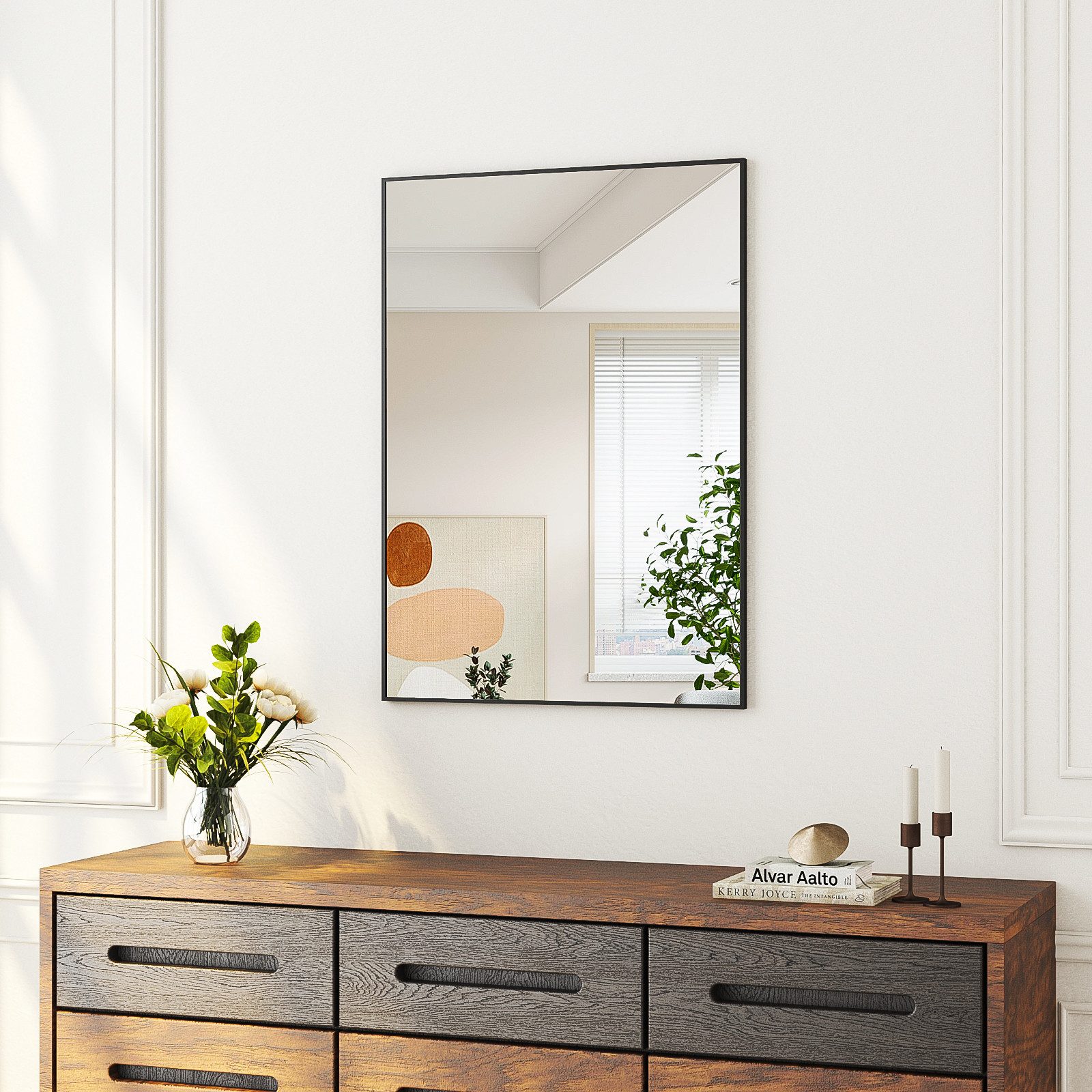 Hopibath Wandspiegel klein 40x60 eckig Schwarz günstig online kaufen