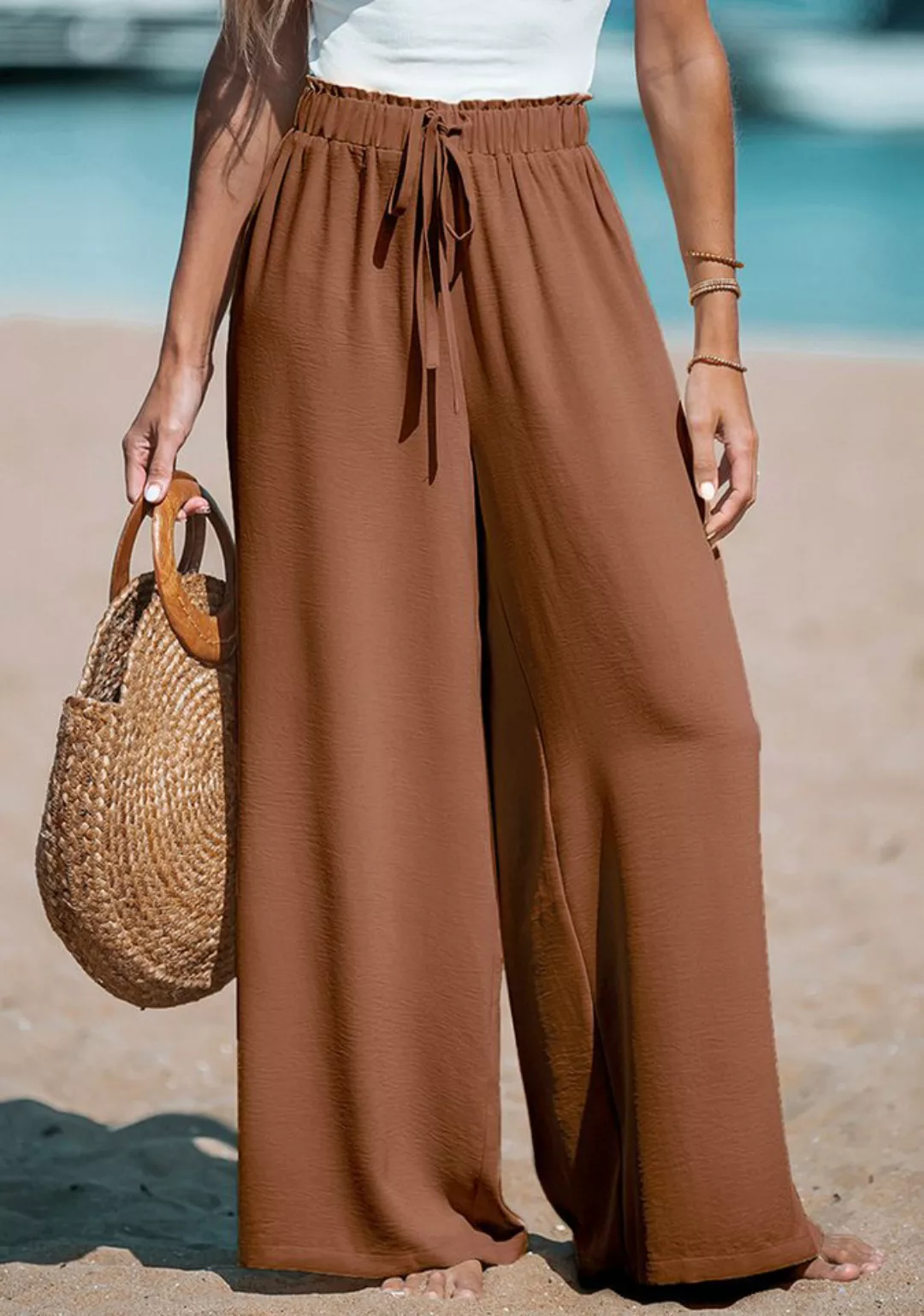 Cupshe Strandhose mit Weitem Bein und Verstellbarem Kordelzug günstig online kaufen