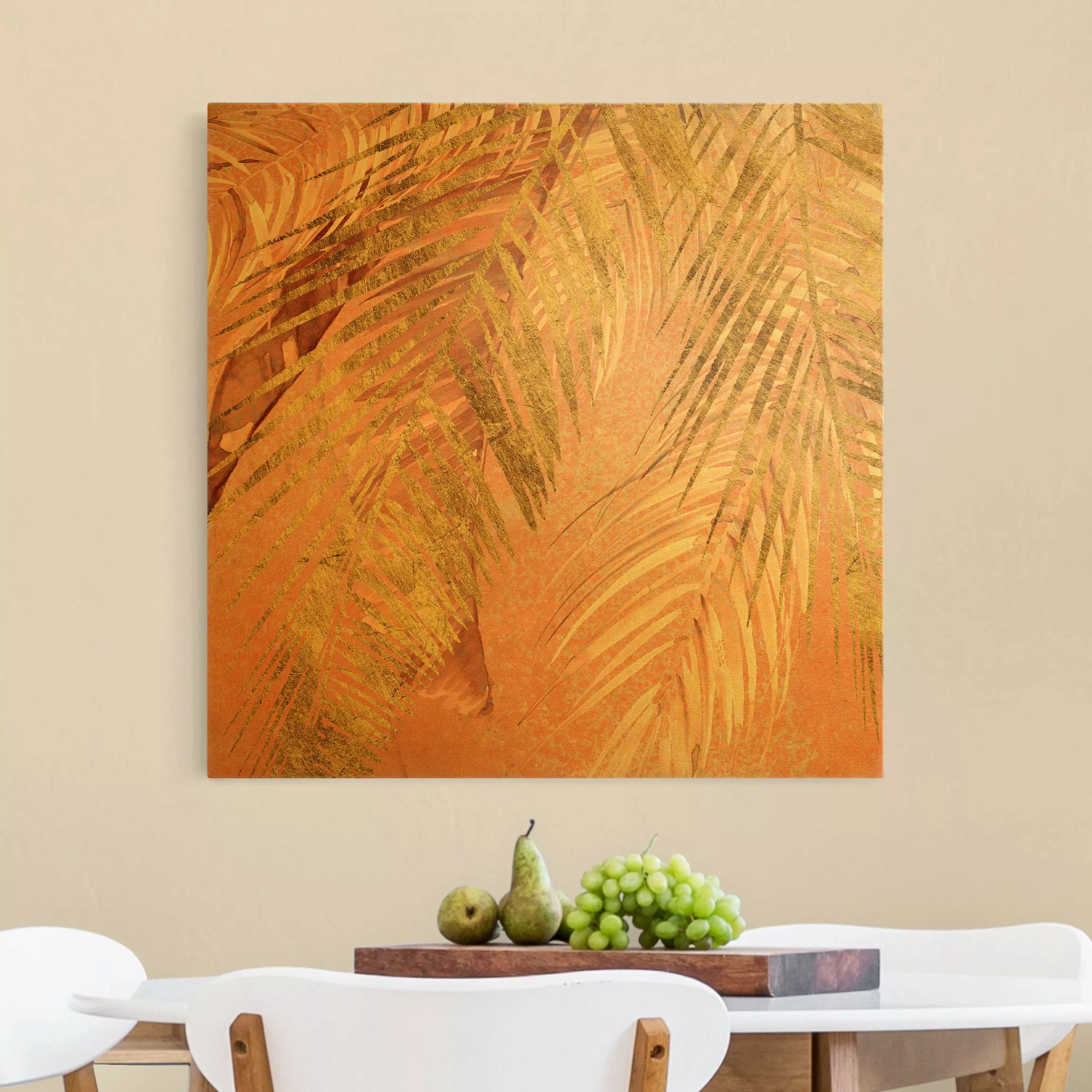 Leinwandbild Gold Palmenblätter Rosa und Gold III günstig online kaufen