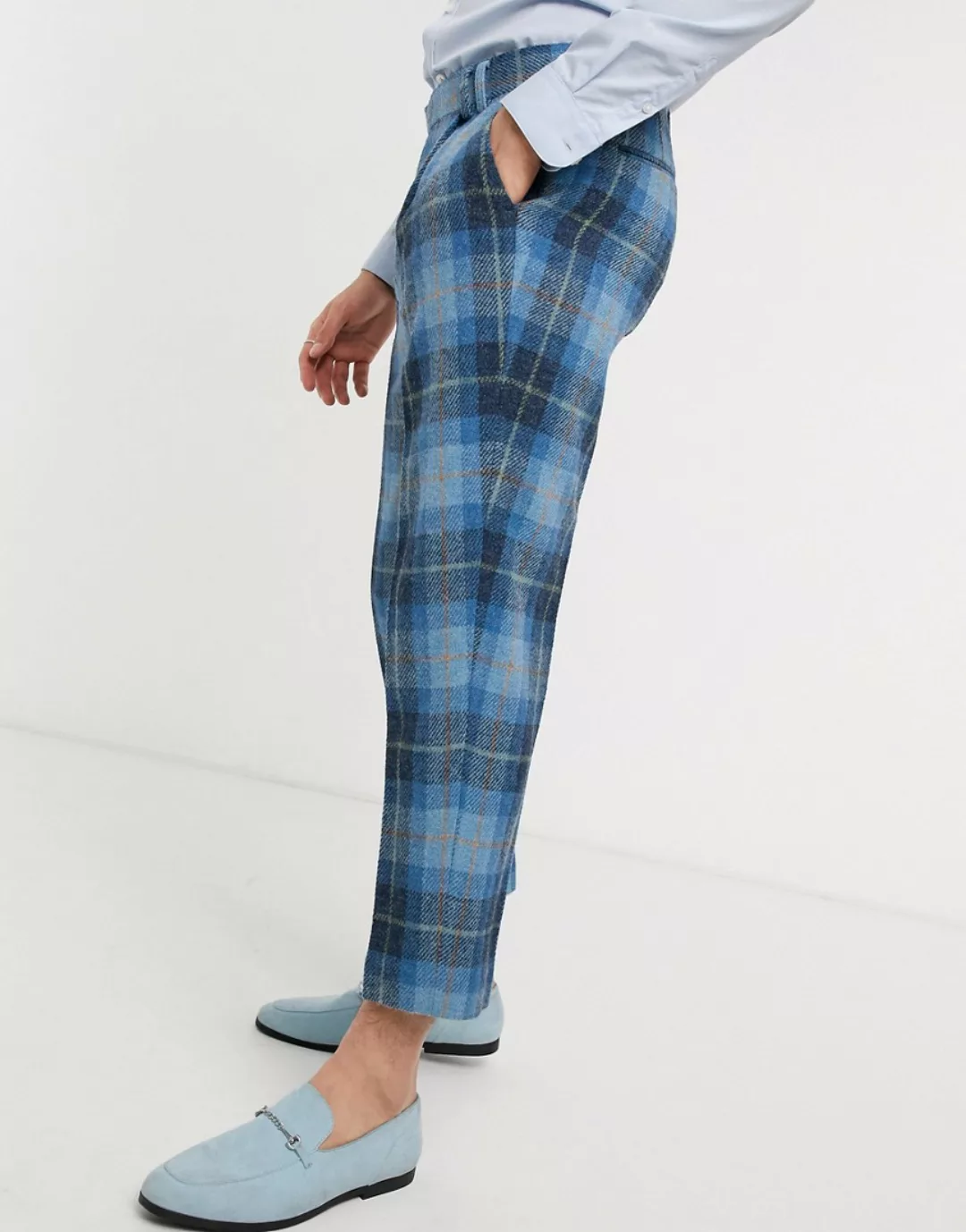 ASOS DESIGN – Schmale, kurz geschnittene, elegante Hose aus Harris-Tweed au günstig online kaufen