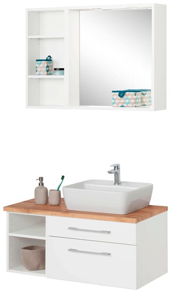 welltime Badmöbel-Set "Davos", (3 St.), Waschplatz mit Regal und Spiegel günstig online kaufen