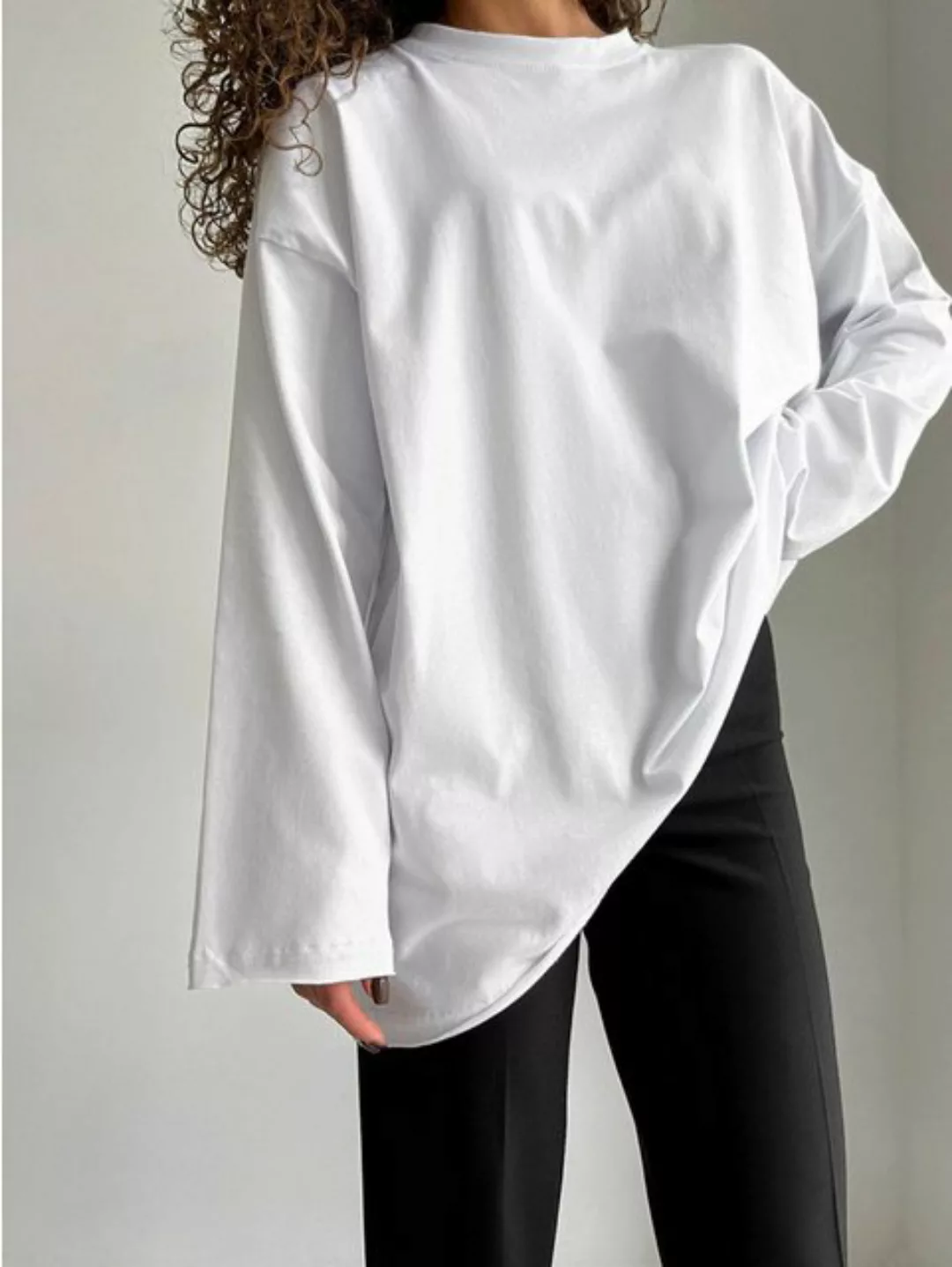 saburona T-Shirt Damen-Langarm-T-Shirt mit lockerem Rundhalsausschnitt günstig online kaufen